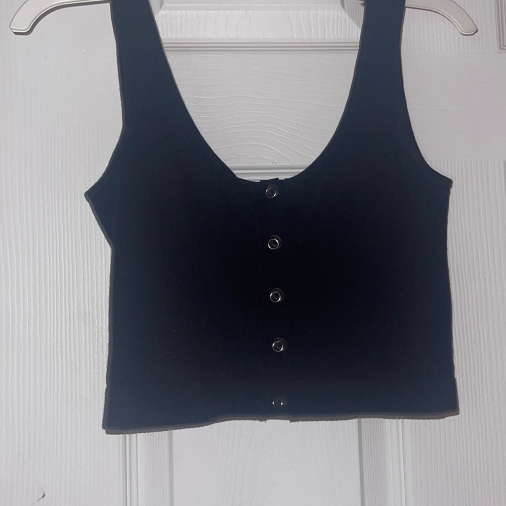 Soft, button up cropped top.